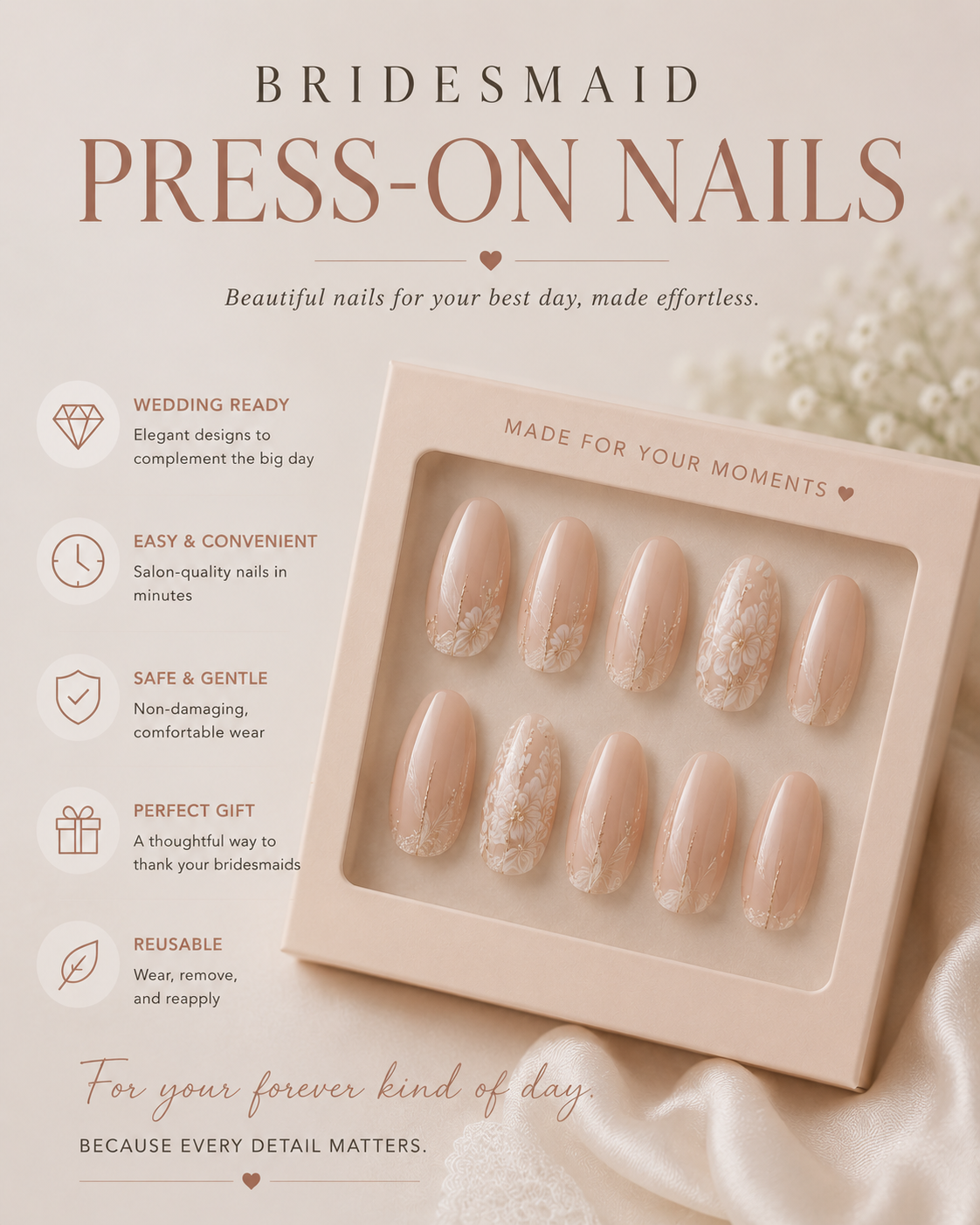 Bridesmaid Press-On Nails
